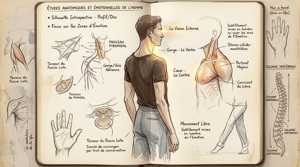 Silhouette stylisée illustrant la cartographie corporelle d'une émotion